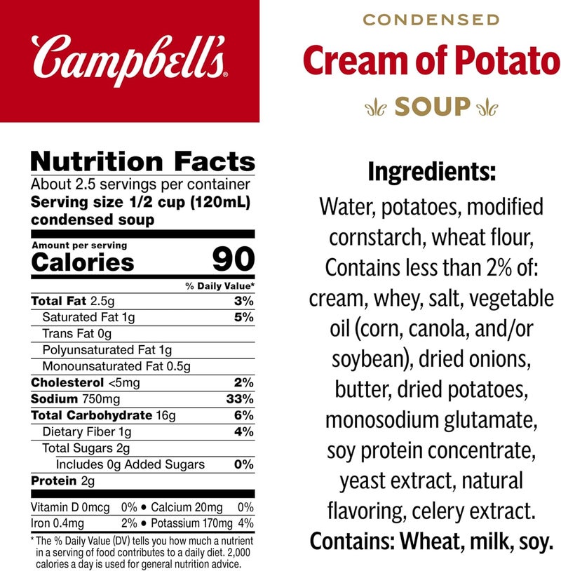 Campbell's Condensed Cream of Potato Soup, 10.5 oz Can (12 Pack) - Image 2
